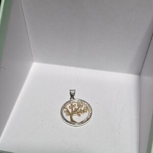 Two-Tone Tree of Life Pendant Necklace - Silver & Gold